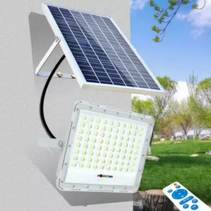 Luminária Refletor Led 100w Solar Prova D'água Holofote Carcaça Branco