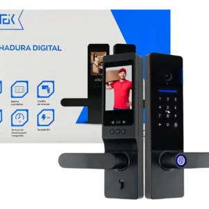 Fechadura Aitek Alpha-203 5 Formas De Acesso Câmera 150° Cor Preto
