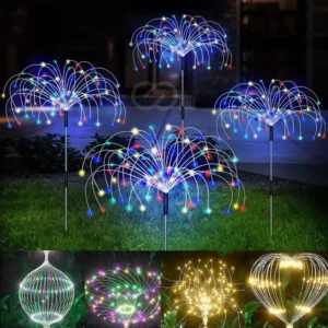 Kit 2 Luzes De Fogo De Artifício Solares À Prova D'água