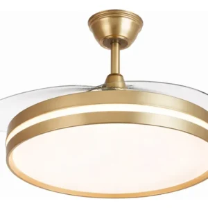 Ventilador De Teto Full Retrátil Com Led E Controle 96w Cor Dourado