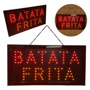 Placa Letreiro Batata Frita Painel Led Piscante 110v Vermelho