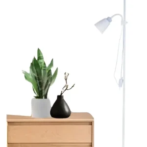 Luminária Chão 1,7m Articulada Dupla 2 Lâmpadas Piso Abajur Cor Branco