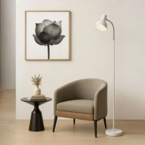 Luminaria De Chão Abajur Articulada Flexivel Pedestal Piso Cor Branco
