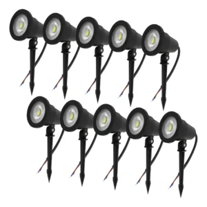 Kit 10 Luminária Espeto Jardim Cob Led 7w Luz Amarela Prova Dágua