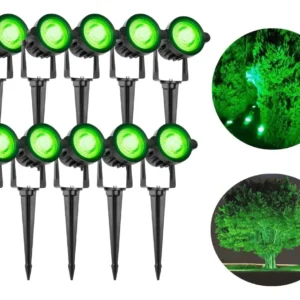 Kit 10 Luminária Espeto Jardim Cob Led 7w Luz Verde