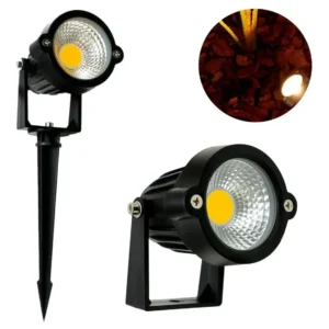 Kit 10 Luminária Espeto Jardim Com Lâmpada Led 7w Luz Amarelo