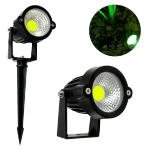 Kit 2 Luminária Espeto Jardim Led Verde 7w Prova Dágua Bivol